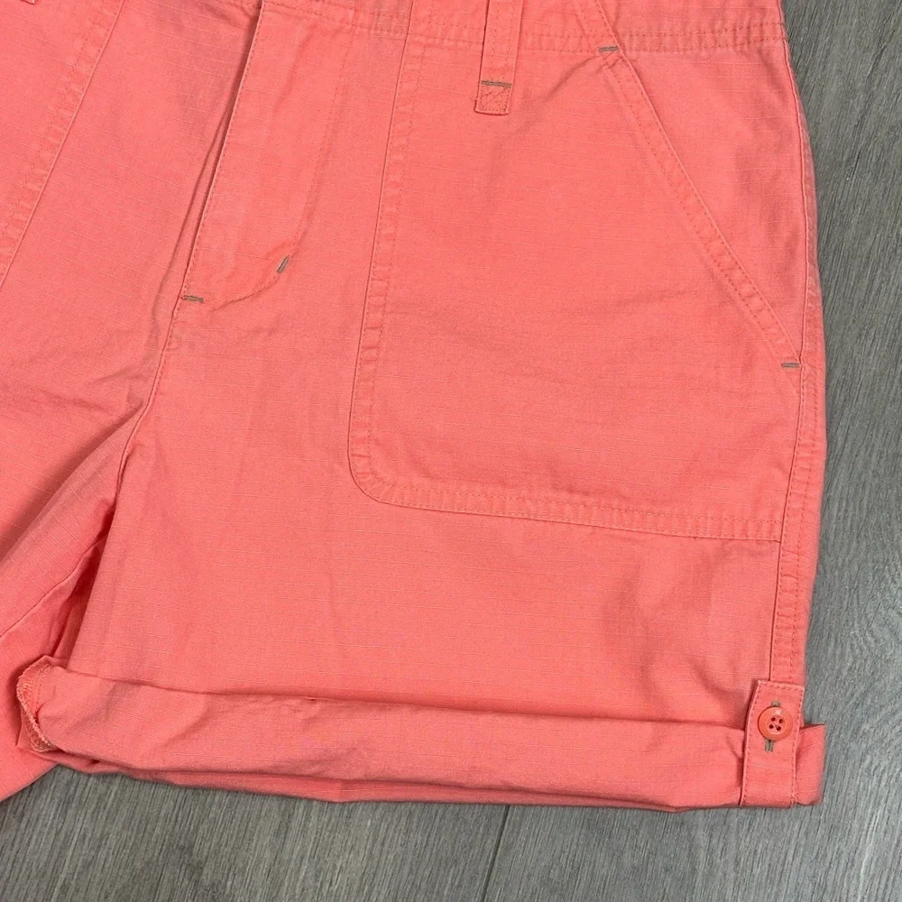 Women’s Eddie Bauer 8 Medium Shorts Ripstop Chino Khakis Pink Bermuda Rolled Hem